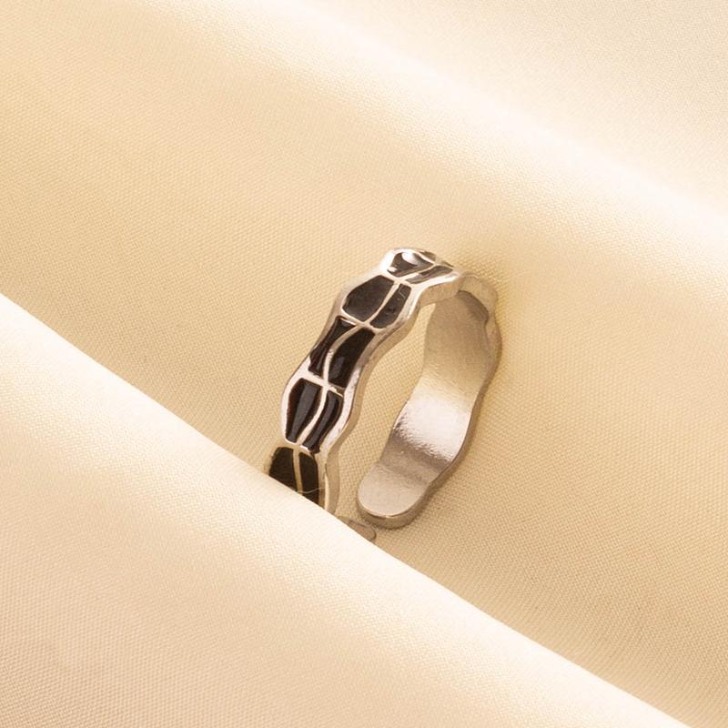 Punk Vintage Black Enamel Ring Stainless Steel Open Rings For Women Men Jewelry Fire Evil Eye Bague Acier Inoxydables Femme Gift