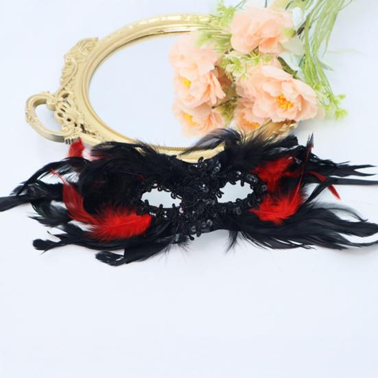 Feather Masquerade Masque for Women Gothic Half Face Masque for Venetian Cosplay