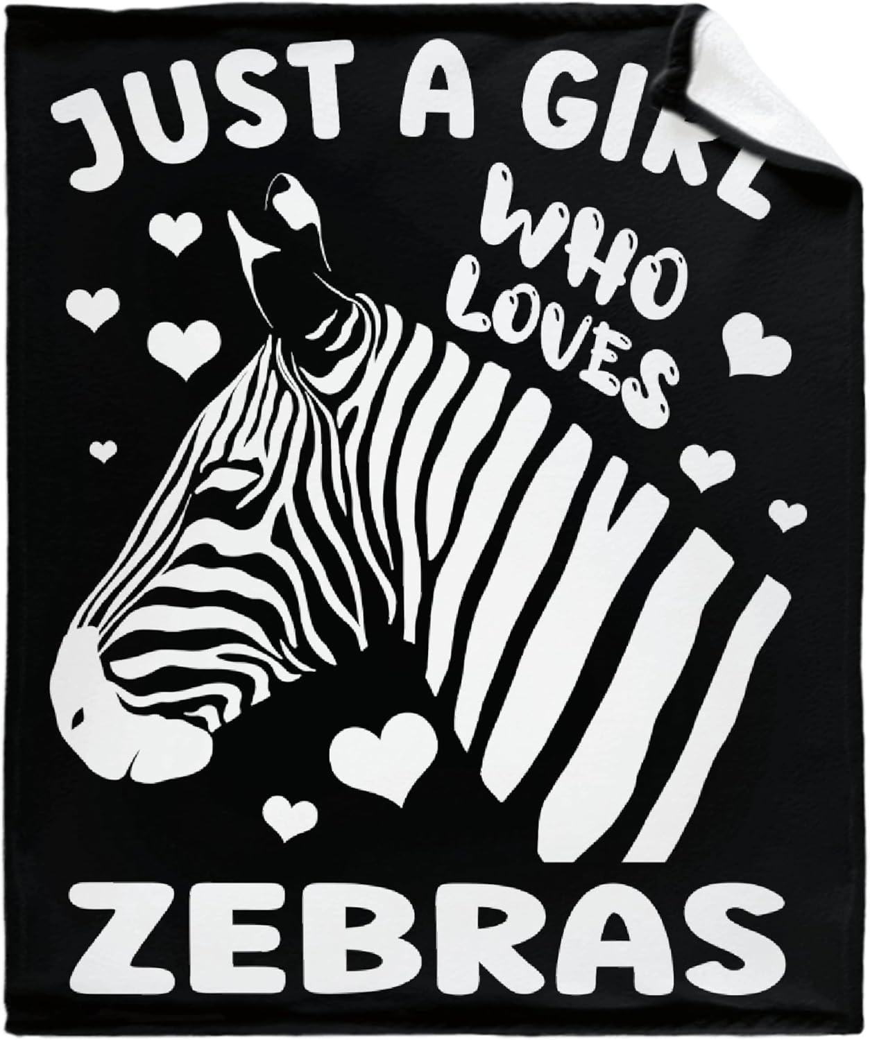 

girl who loves zebras Flannel printed blanket suitable for all seasons suitable for living room office sofa and travel 75x100cm (30x40inch)