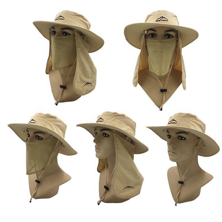 RTSFast Drying Foldable Portable Polyester Fishing Hat Cap Outdoor Sunproof Pure Color Fisherman Hat Bucket Hat with Neck Shade