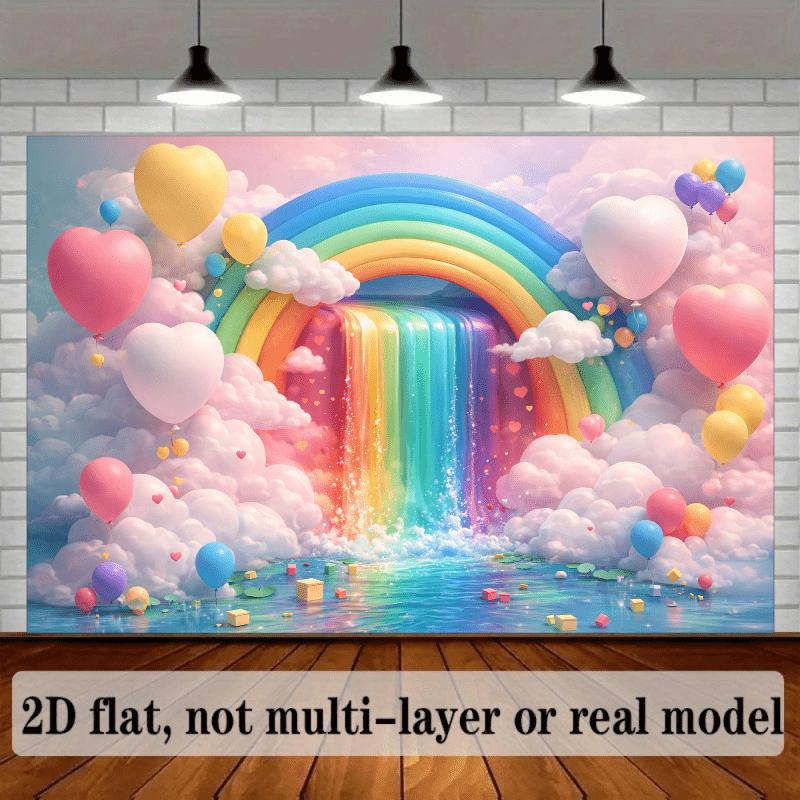Stendardo Piatto 2D - Tessuto di Sfondo Colorato Arcobaleno Onirico, Materiale Poliestere, Adatto per Camere da Letto