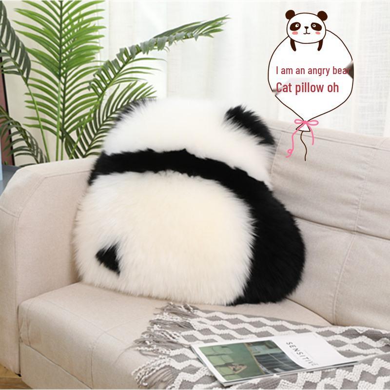 Angry Panda Wool Throw Pillow - Cute Cross-border Sofa Cushion & Internet Celebrity Décor