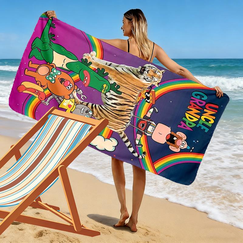Uncle Grandpa Print Beach Towel, Large Soft Quick Dry Towel for Beach Camping Swimming