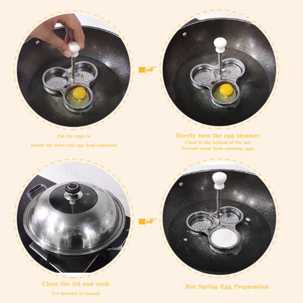 3-mřížkový pošírovač vajec Nerezový Opakovaně použitelný Vařič vajec Nepřilnavý Snadné vyjmutí Hrnec na kastról s vejci Kuchyňské doplňky