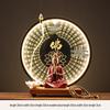 Ceramic Seated Guanyin On Lotus with Light Ring and Anjali Mudra for Home Decor