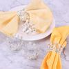 6pcs Gold/Silver Crown Napkin Rings 5.8cm/2.3" Embellished Pearl Rhinestones Decor Table Cloth Holder Buckle Wedding Party Feast