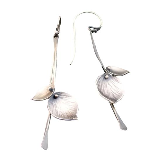 1 Pair Women Earrings Ethnic Style Plant Leaf Design Faux Obsidian Inlaid Hook Earrings Jewelry Gift Accessories