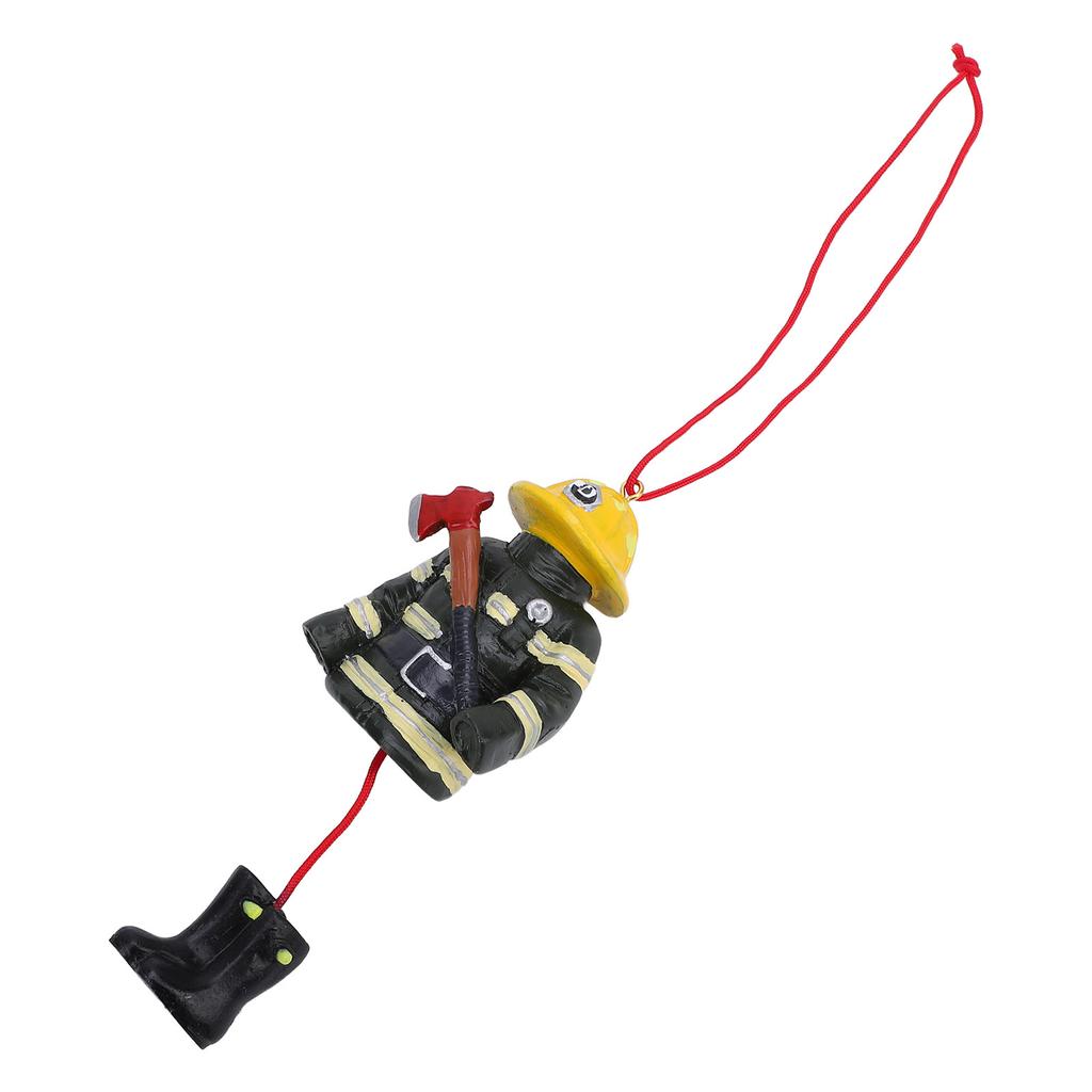 Xmas Firefighter Hanging Ornament Yellow Green Color Matching Resin Fireman Xmas Tree Car Decoration