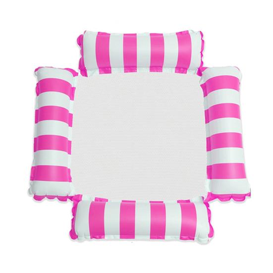 Striped Inflatable Pool Float 4 Tubes Water Hammock with Mesh Foldable Floating Lounge Chair Summer Swimming Pool Party Beach Lake Essentials