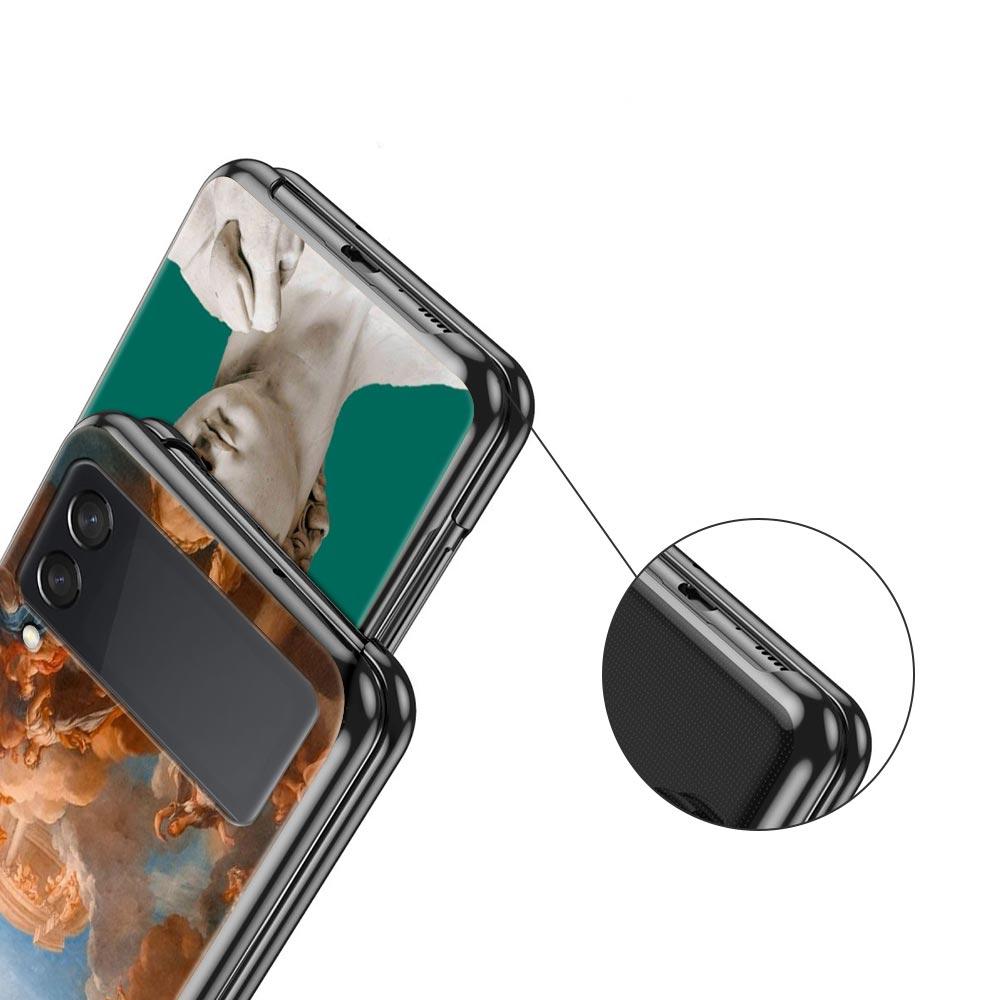 For Samsung Galaxy Z Flip 3 4 5 Hard Black Folding PC Phone Case Mona Lisa Van gogh Oil Painting Art For Samsung Z Flip3 Cover