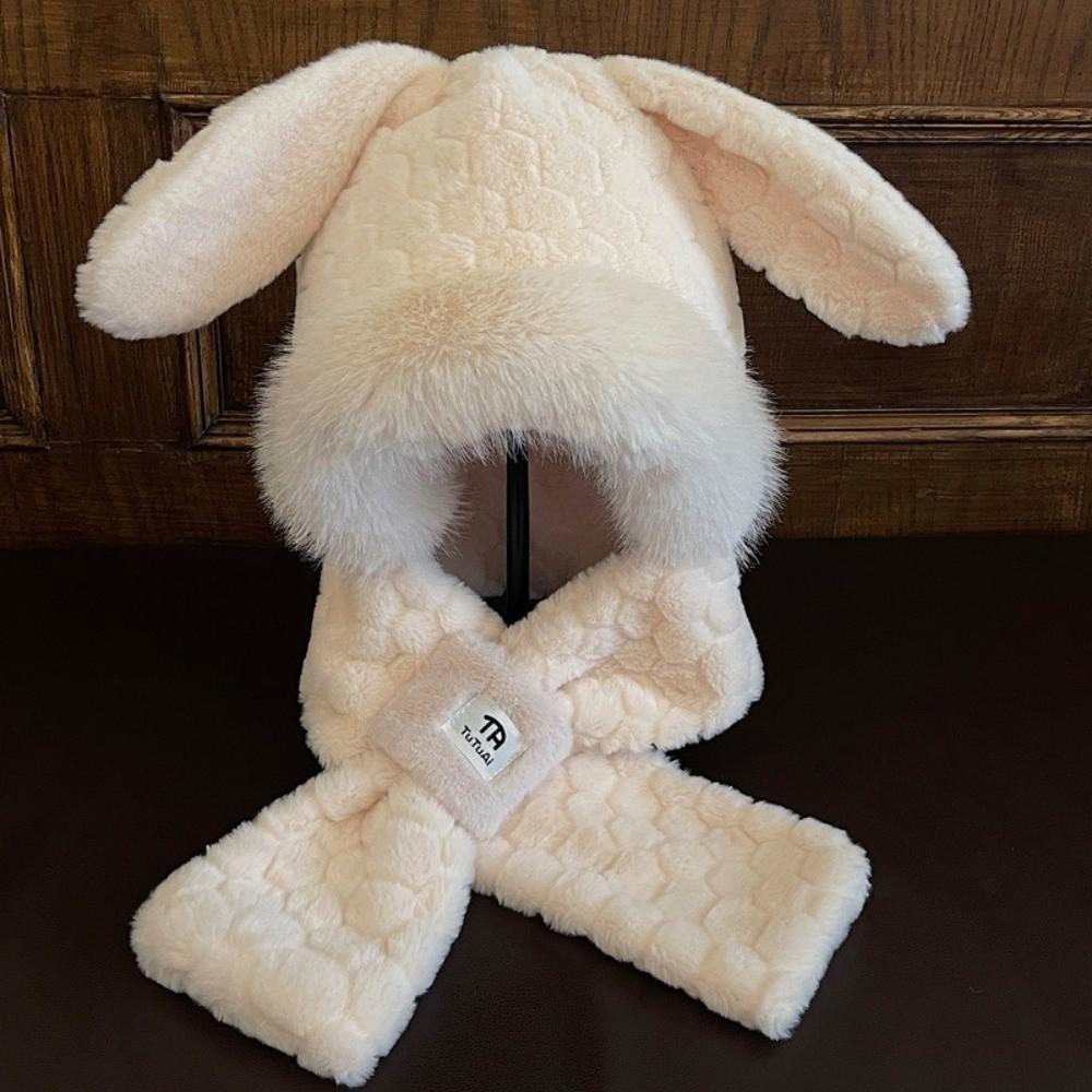 Winter Hooded Hat Scarf Set Thicken Lei Feng Hat Cute Fluffy Bomber Hats For Cold Weather