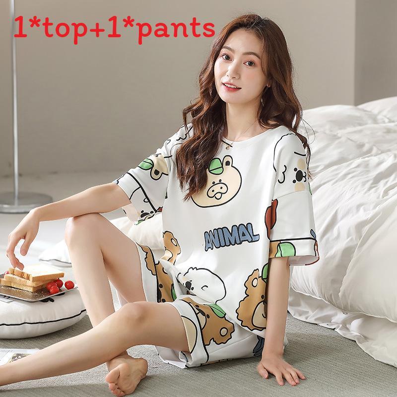 Casual Cotton Shorts And Shirt Set For Women Summer Lounge Sleepwear Comfortable And Breathable