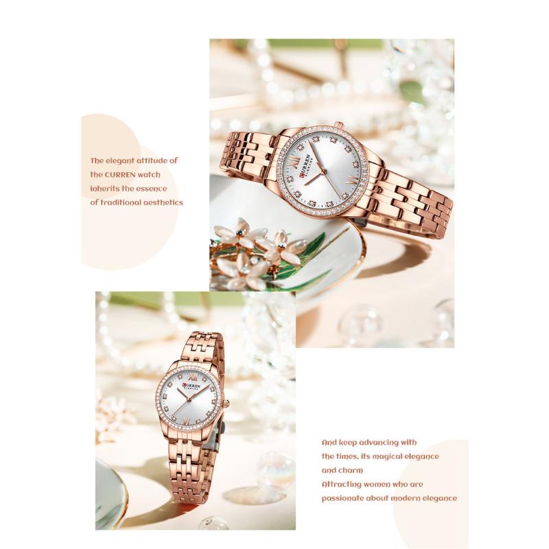 CURREN New Top Women's Watch Fashion Diamond Watches Small Light Thin Steel Band Fashion Waterproof Quartz Watches