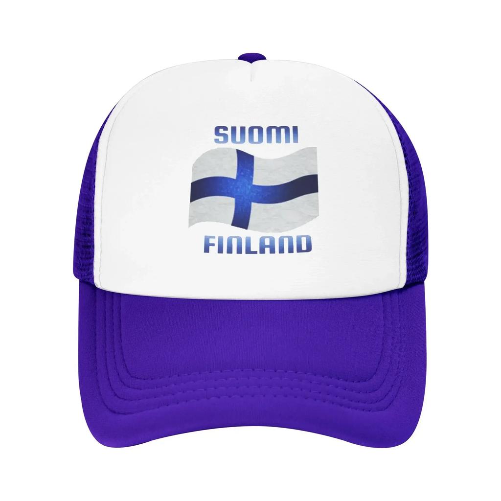 Suomi Flag of Finland Blue Cross Summer Mesh Baseball Caps Women Men  Unisex Female Beach Sunscreen Hats Hip Hop Trucker Cap