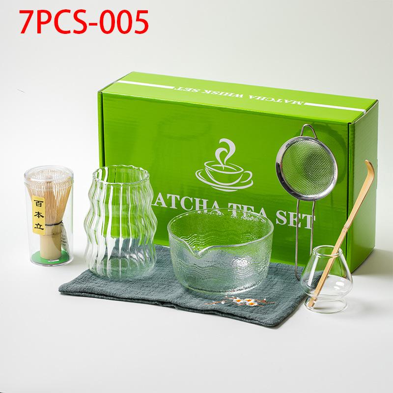 1/7/8Pcs Matcha Whisk Clear Glass Japanese Matcha Tea Set Bamboo Tea Whisk Matcha Brush Kiln Accessories Song Dynasty Tea Tools