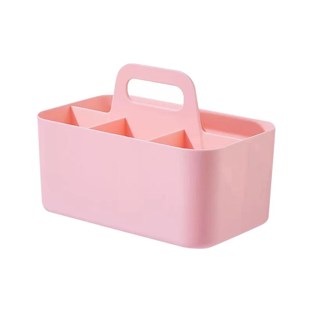 New Desktop Marker Holder Art Supply Storage Box Cosmetic Plastic Storage Basket With Handle  Pencil Pen Stationery Storage Case
