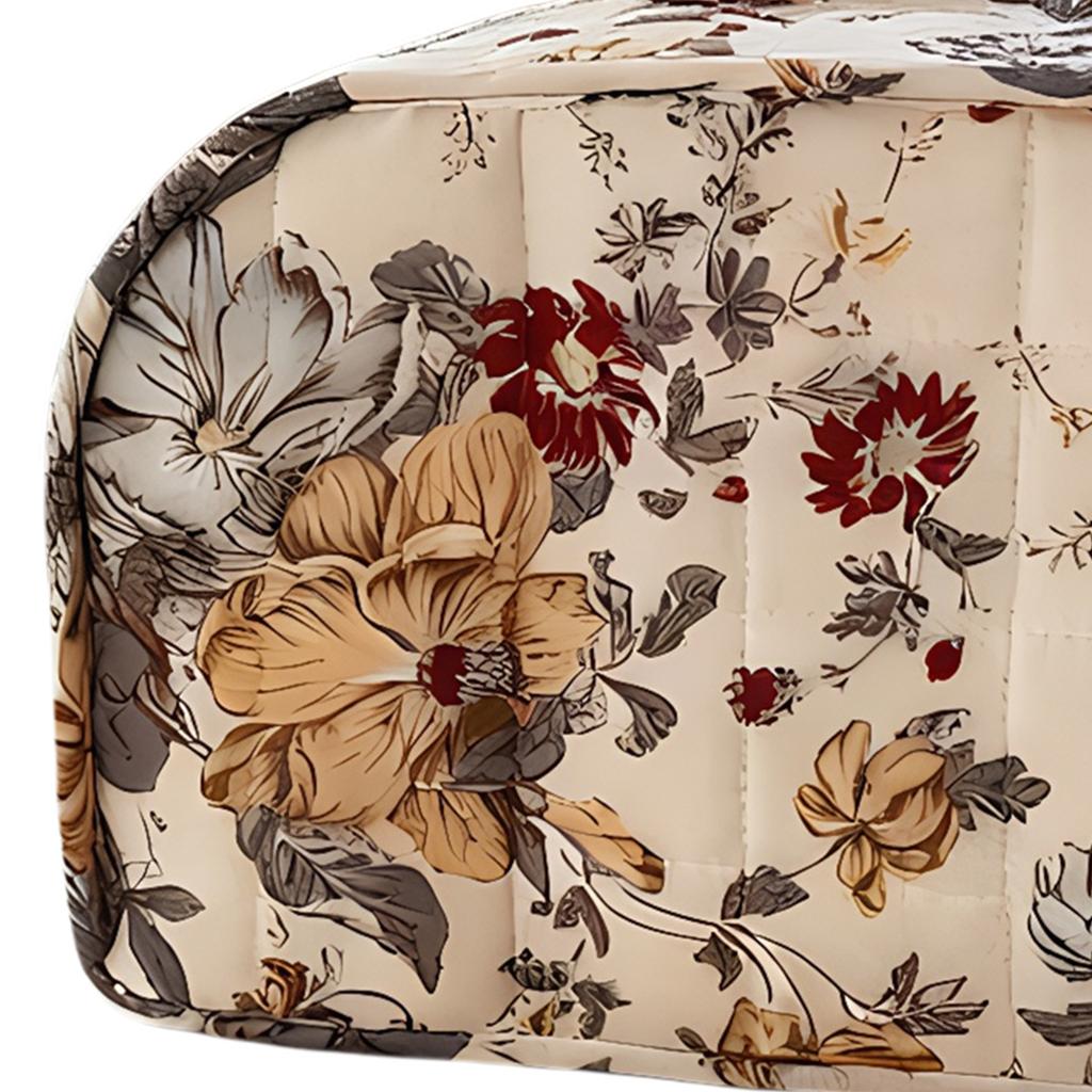 Floral Printed Toaster Cover with Handle Quilted Bread Machine Cover Multifunctional Appliance Protective Bag for Home Kitchen