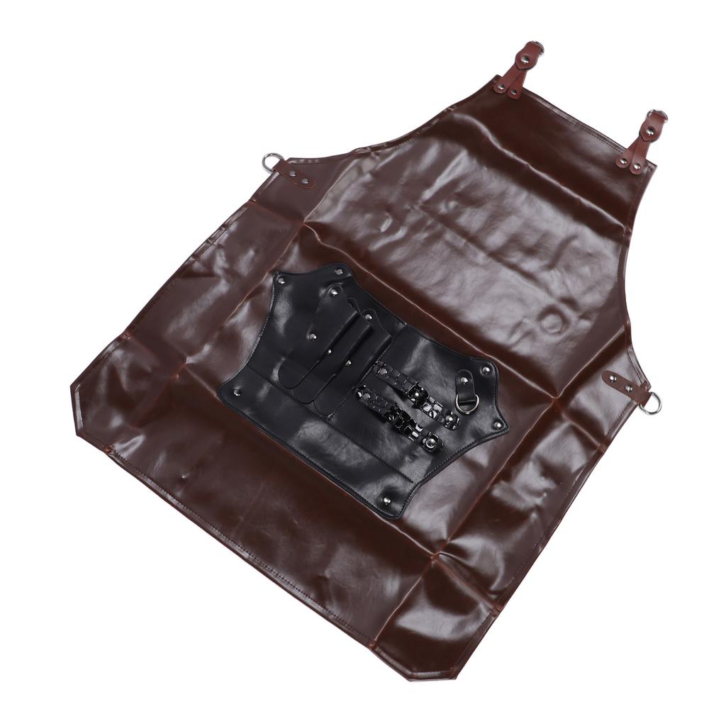 Holičská zástěra z umělé kůže pro muže a ženy, profesionální voděodolný nástroj na stříhání vlasů pro kadeřníky s...