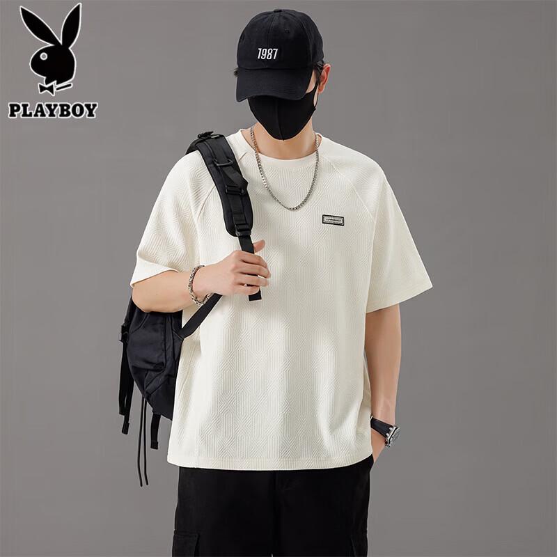 Playboy Men's Japanese Retro Ice Silk Short Sleeve T-Shirt