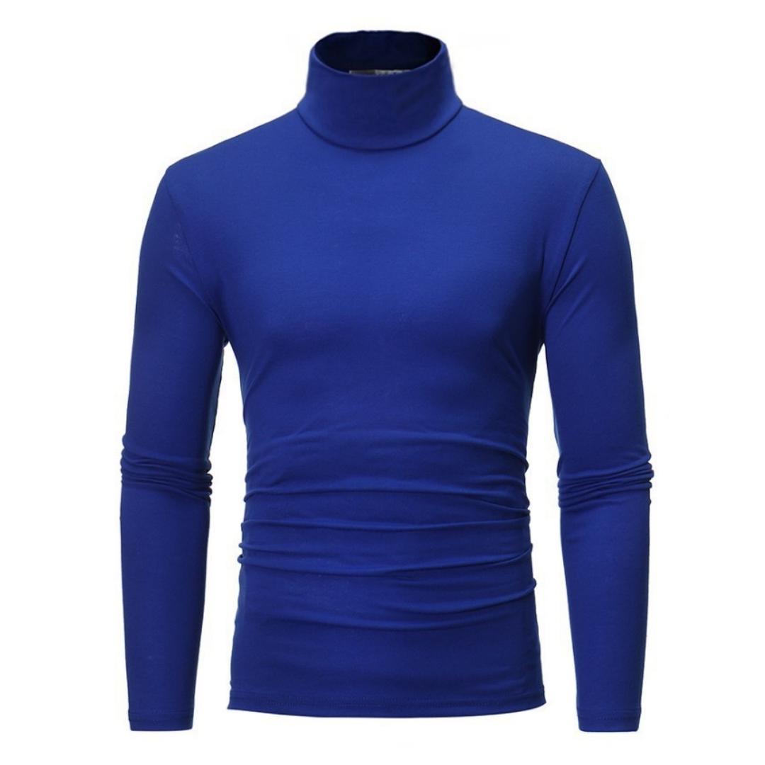 

Модна водолазка з довгим рукавом для чоловіків, м’яка однотонна трикотажна сорочка на осінь-зиму S синій