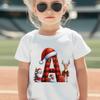 Personalized Kids Christmas T-shirt with A-Z Alphabet Print, Santa Hat Design for Boys & Girls