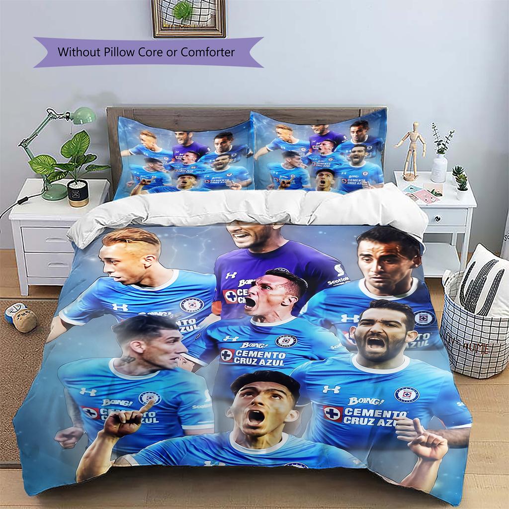 Cruz Azul Pattern Bedding Home Decoration Birthday Gift (1 * duvet cover + 2 * pillowcase, without core)