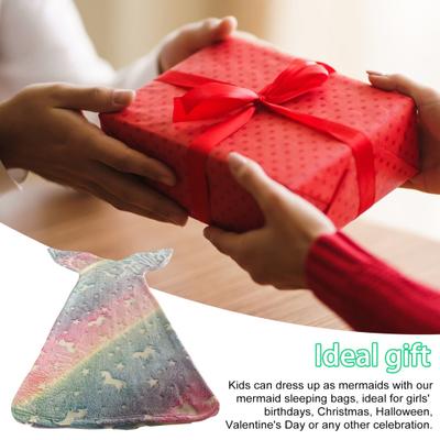 Manta de Cola de Sirena que Brilla en la Oscuridad Manta para Dormir Manta de Felpa Saco de Dormir para Niños Uso en Sofá Cama