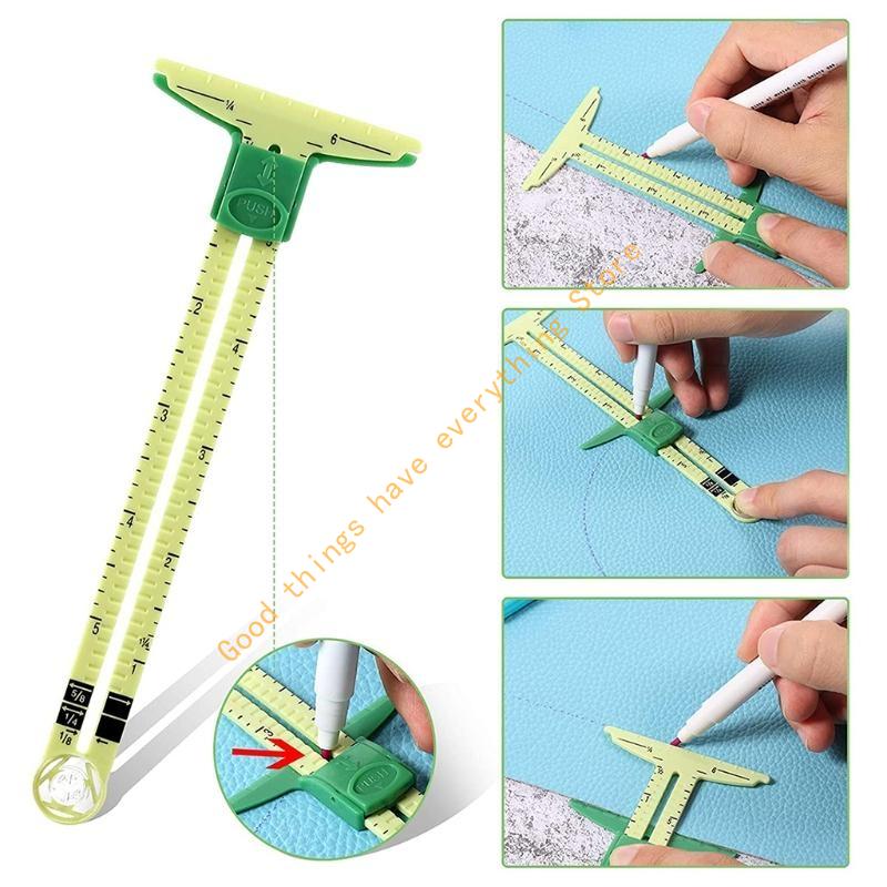 3 Pieces of 5-in-1 Sliding Gauge Measuring Sewing Ruler Tool for Sewing Quilting 55KF