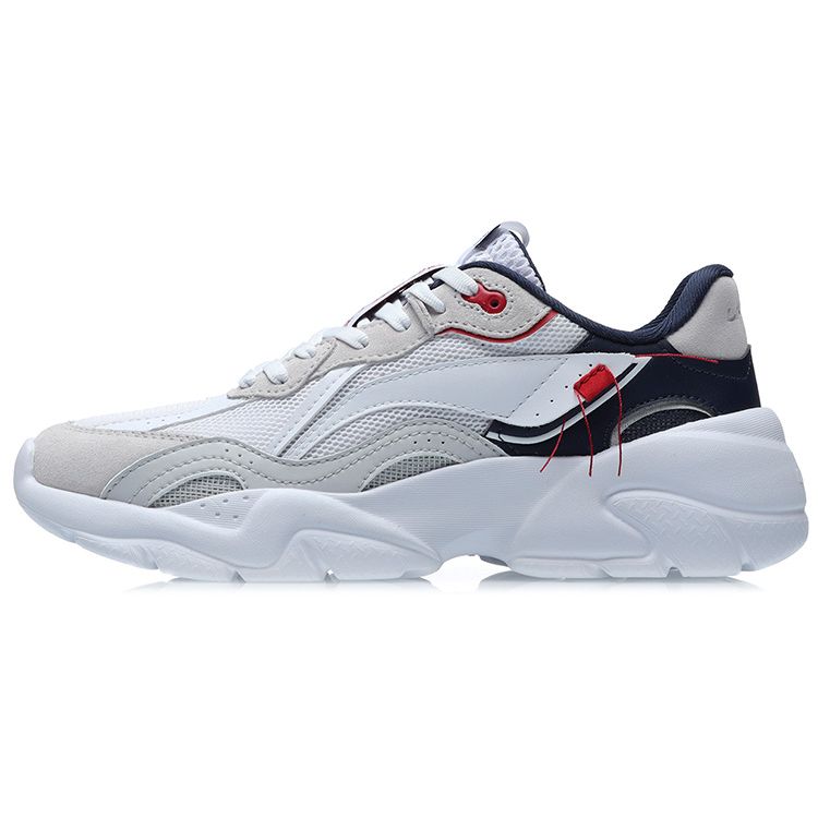 Li Ning Classic Casual Low Top Running Shoes Women sneaker White Light-Blue Red AGCR166-4