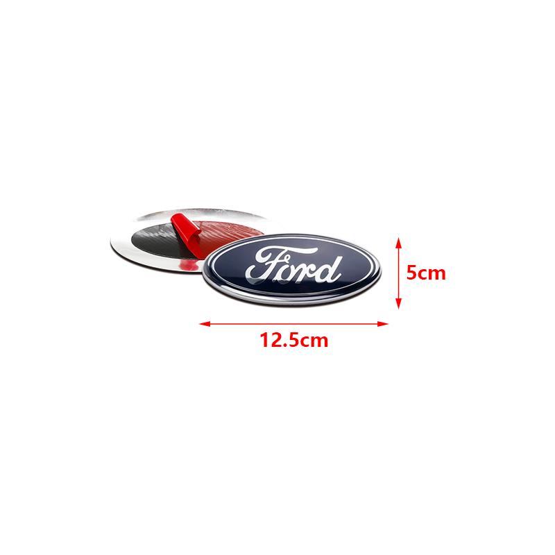 11.3~22.5cm Metal Car Front Hood Emblem Rear Trunk Badge Cover Blue Edge Sticker For Ford Fiesta Mondeo Focus Fusion Escape