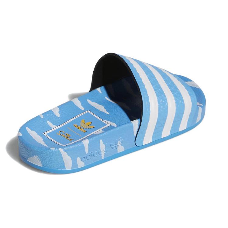 adidas Originals ADILETTE J Comfortable Abrasion Resistant Abrasion Resistant Kids' Slippers White Blue Teenagers GZ3690