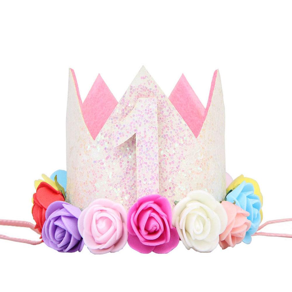 Cross-Border 1st Birthday Crown Headband: Princess Gold & Pink Party Accessory for Girls