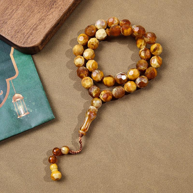 Handmade Middle Eastern 33-Bead Tasbih: Polygon Prayer Beads Jewelry