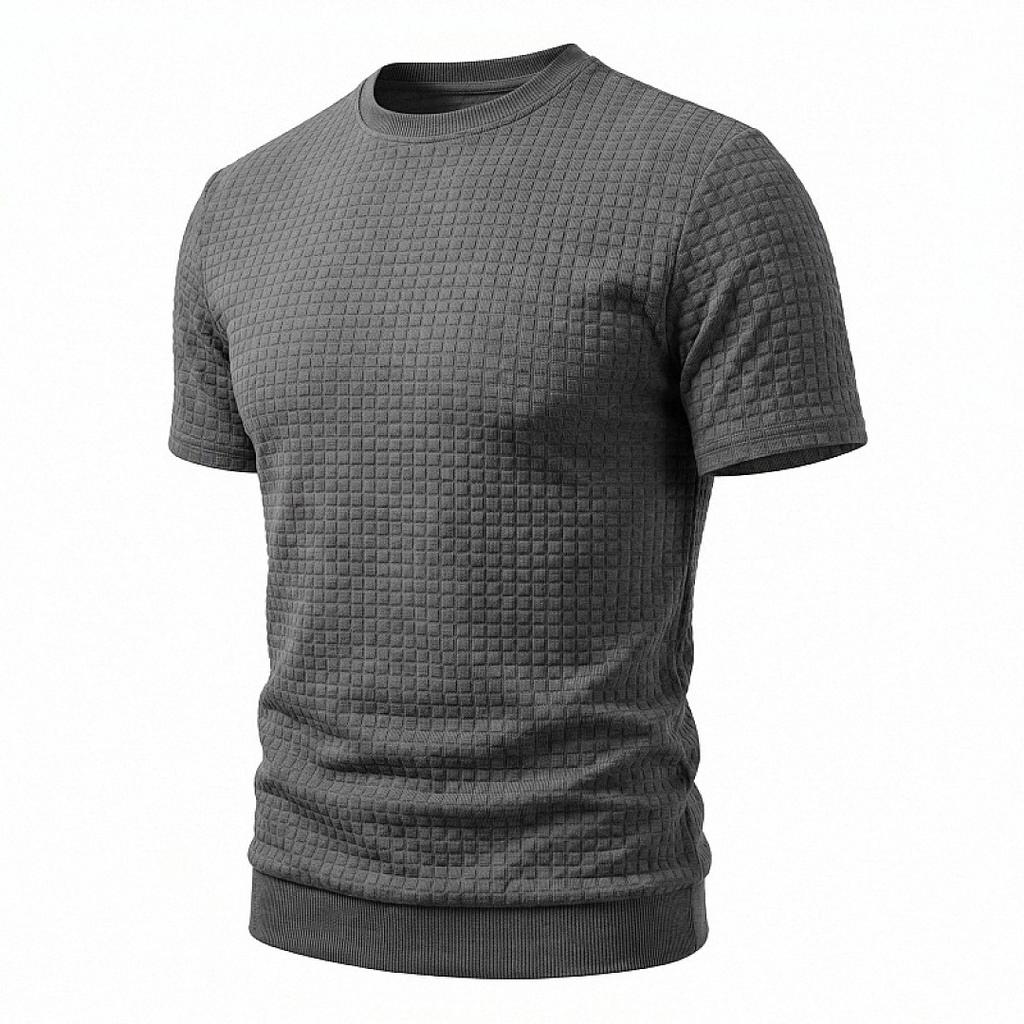 Men Simple Casual Old Money Textured Crew Neck Short Sleeve T Shirt