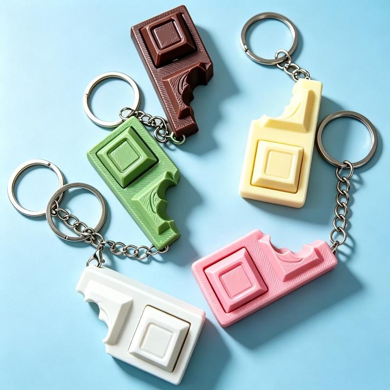 3D Simulated Chocolate Keyboard Fidget Toy, Keyboard Fidget Keychain Keyboard Decompression Finger Clicker Toys Stress Relief
