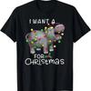 1pc Christmas Hippo Humor Cotton T Shirt Unisexs Loose Fit Comfortable Knit Fab Vintage Breathable Stretched Slightly