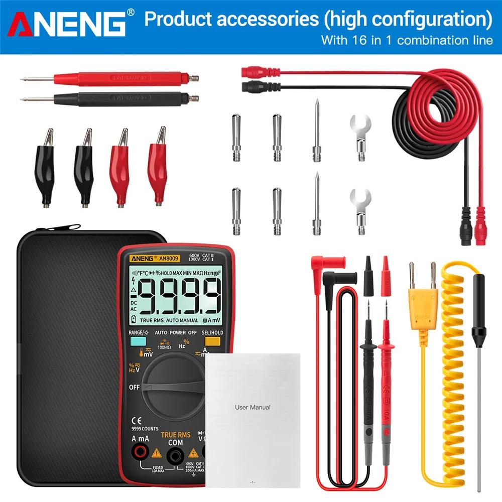 Digital Multimeter Transistor Testers Capacitor True-RMS Tester ANENG AN8009 Automotive Electrical Capacitance Meter Temp Diode