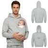 Baby Carrier Hoodie for Men Built-in Kangaroo Pouch Hooded Sweatshirt Large Front Pocket Pullover for Travel Outing