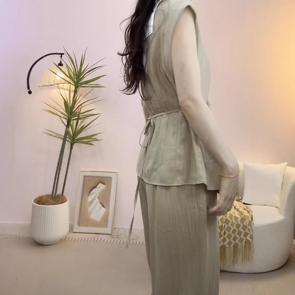 2026 Summer Sleeveless Loose Top & Wide-Leg Pants Two-Piece Set