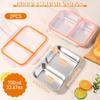 2Pcs Stainless Steel Divided Food Box 2/3Grid Lunch Box Metal Food Storage Container for School Office Outdoor Picnic Seal Snack