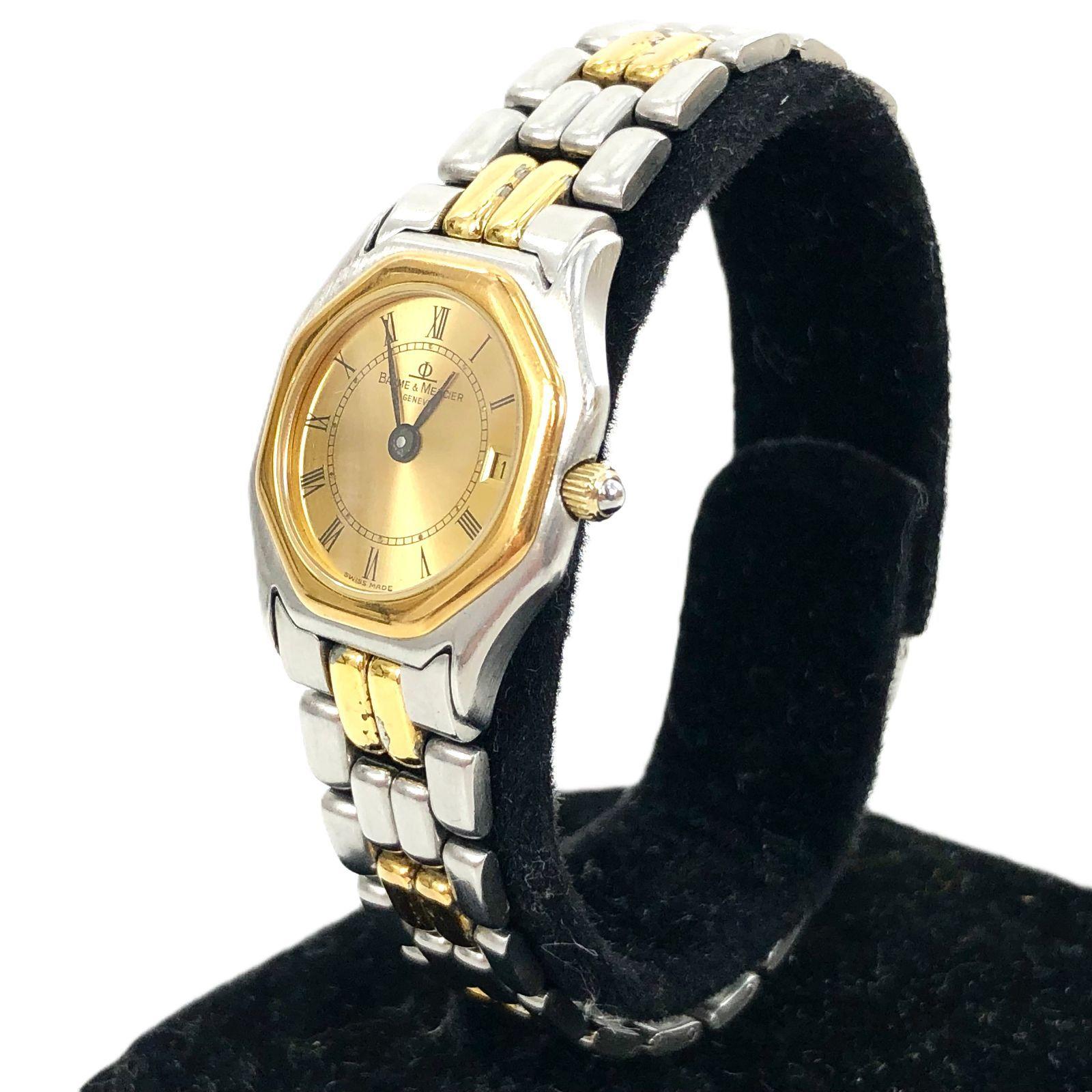 Used Baume&Mercier Date QZ/SS Gold x Silver Dial Men s Watch Working Item [PF-953]