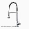 Black Rotatable Dual-Speed Kitchen Faucet with Spring Design for Hot and Cold Water