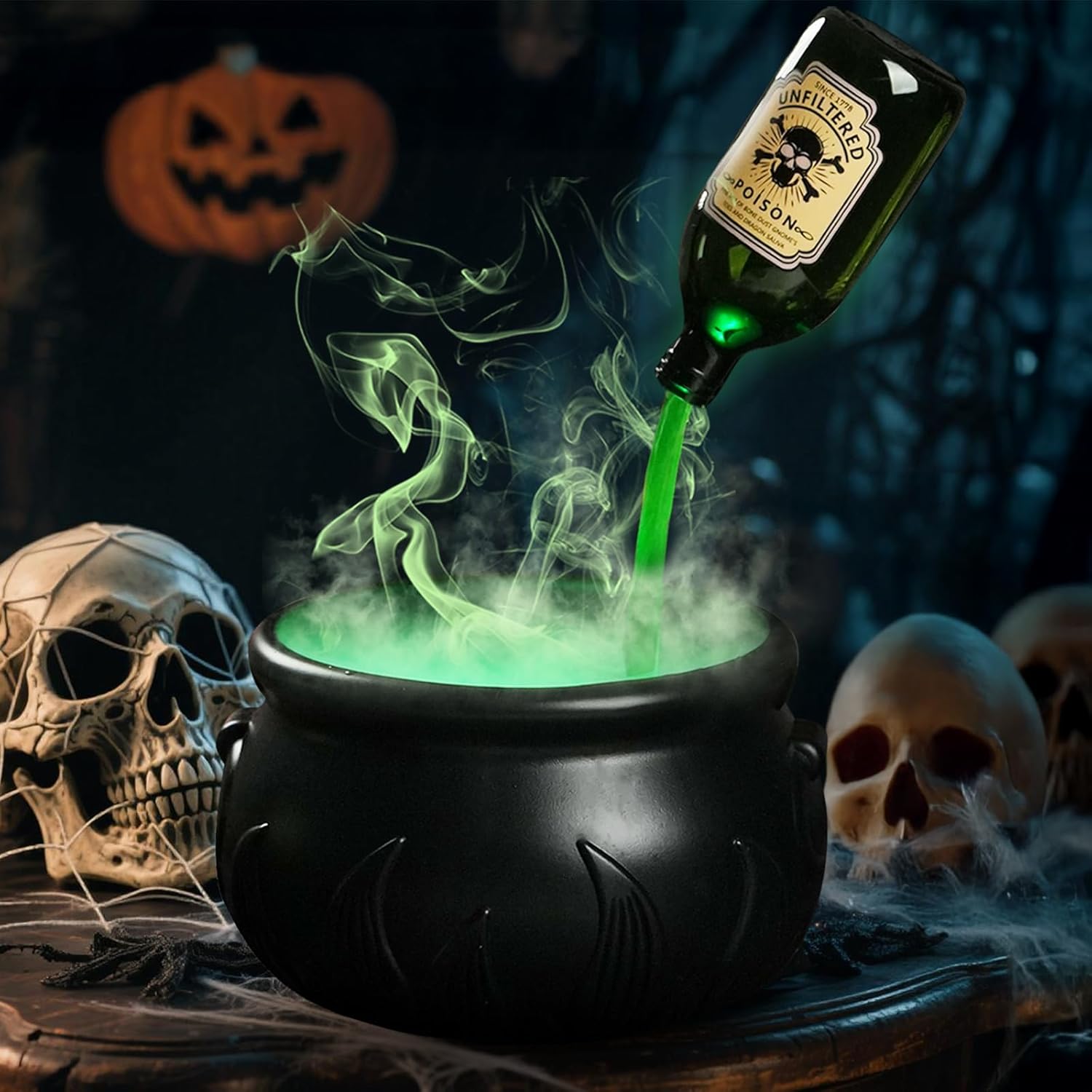 

Sets Witch Cauldron Decoration With Magic Levitation Potion Bottle And Atomizer Dark Plastic Magic Basin Suitable for Halloween
