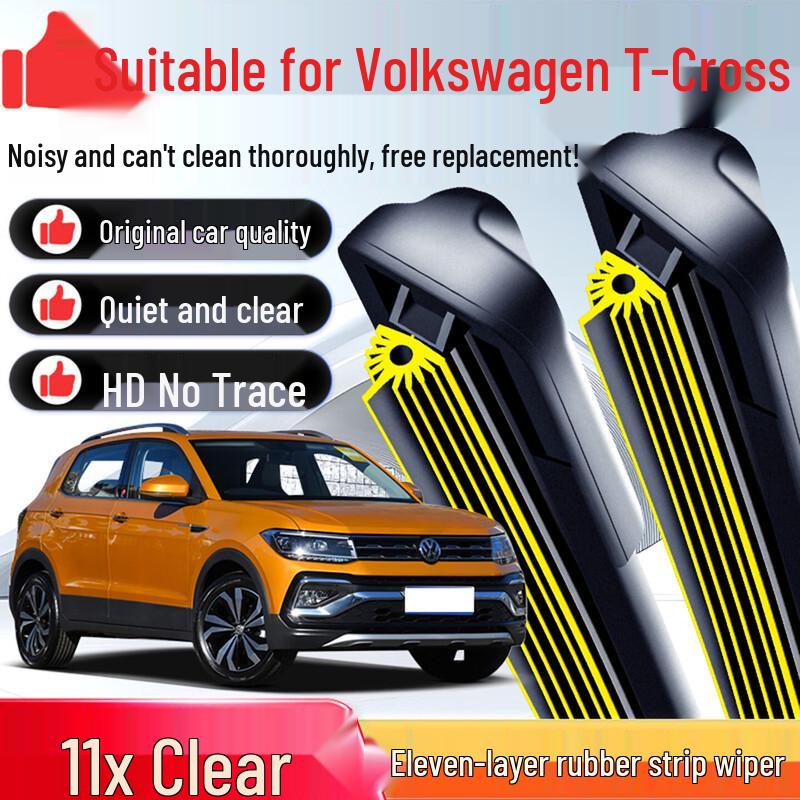 Volkswagen T-Cross Frameless Silent Front Wiper Blade with Eleven-Layer Rubber Strip 11-layer rubber strip upgrade - Single Pair