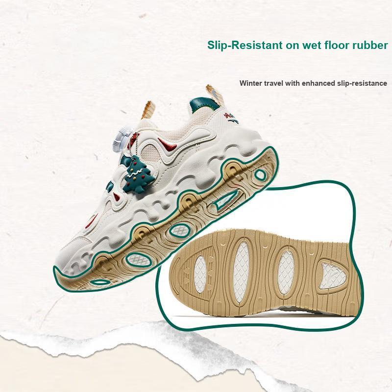 Anta Comfortable Knob Anti-Kick Wear-Resistant Kids Casual Shoes Kids Shoes Gray White A22448829-4