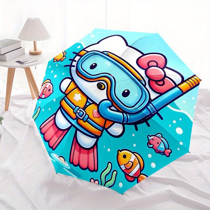 1pc Hello Kitty Scuba Diving Adventure Umbrella with Plastic Handle,Suitable for All Seasons Home Travel Outdoor UmbrellaSanlio124
