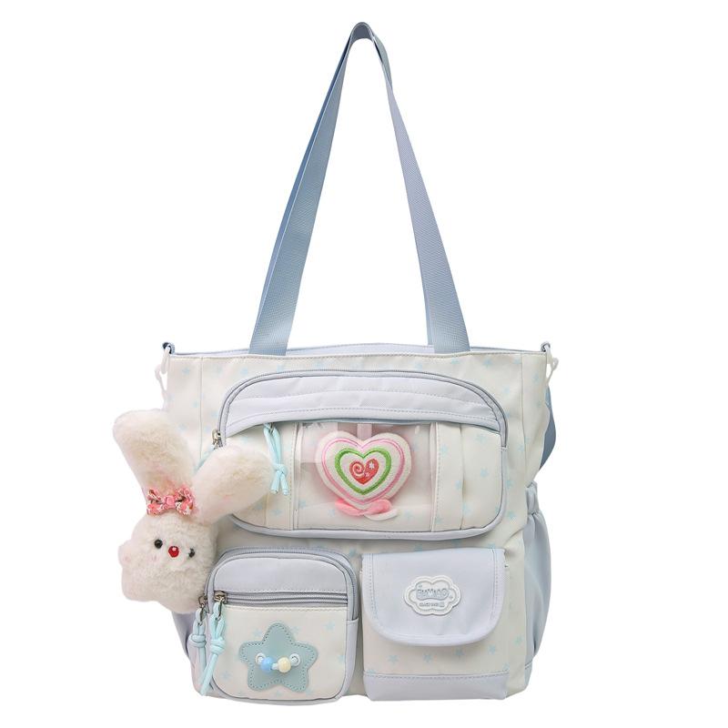 

Вместительная наплечная сумка с цветными блоками и принтом звезд, женская сумка кроссбоди, студенческая сумка для книг, сумка-тоут для поездок на работу синий