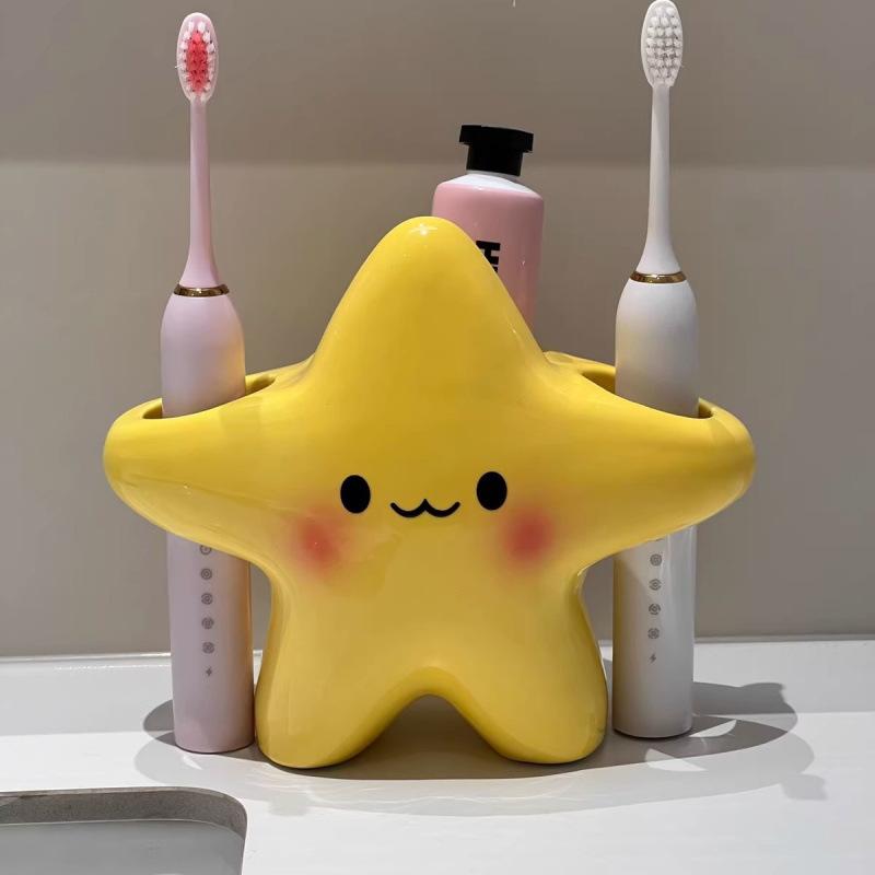 1Pc Creative Plastic Pen Holder Star Shaped Waterproof Electric Toothbrush Holder Space Saving Portable Toothbrush Storage Rack