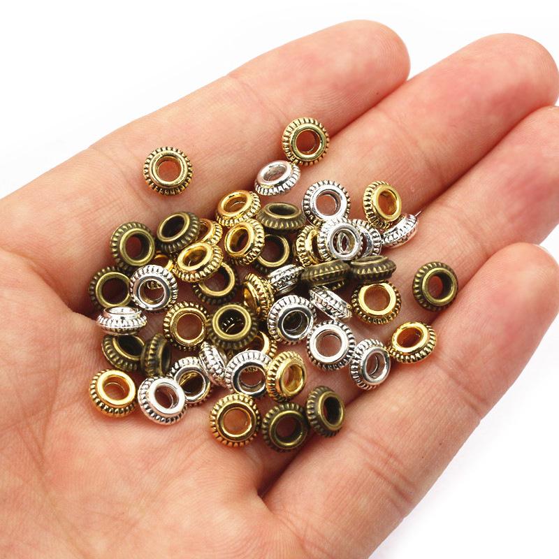 50pcs 5mm Wheel Spacer Beads, Alloy DIY Jewelry Accessories for Bracelets & Necklaces, 40g