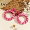 Easy Wear Earlobe Friendly 1 Pair Boho Raffia Circle Earrings for Women, Summer Handmade Large Straw Rattan Round Drop Dangle Earrings, Statement